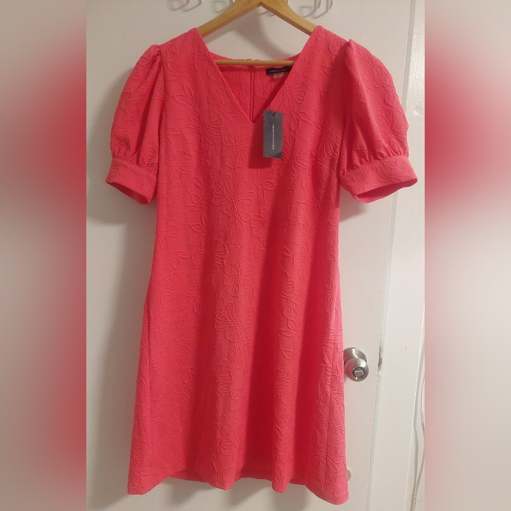Tommy Hilfiger Coral Puff Sleeve Mini Dress - Picture 4 of 8